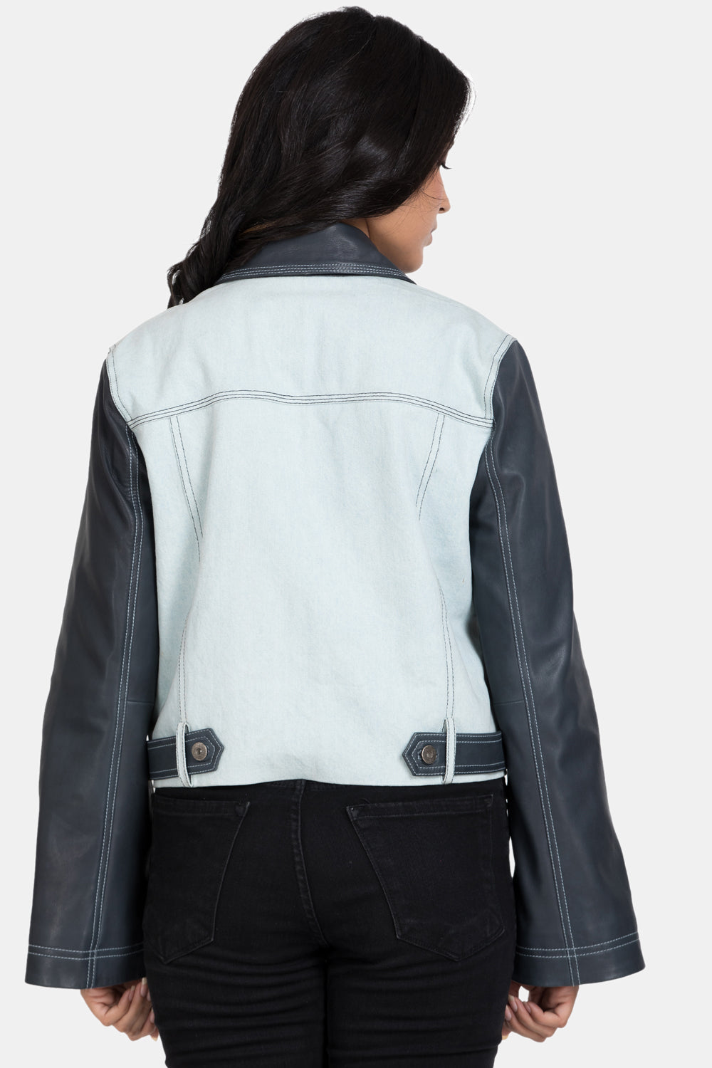 Premium Embellished Studded Denim Moto Jacket | Nasty Gal